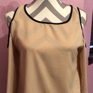 Peep a boo tan shoulder shirt